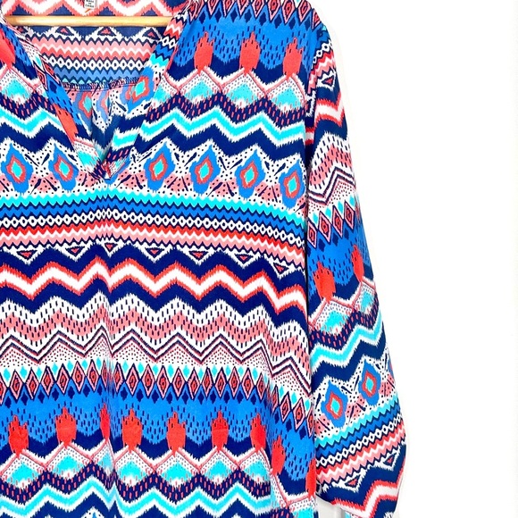 Almost Famous chevron tunic pull tab sleeve dress size XL 100% polyester - Picture 3 of 11